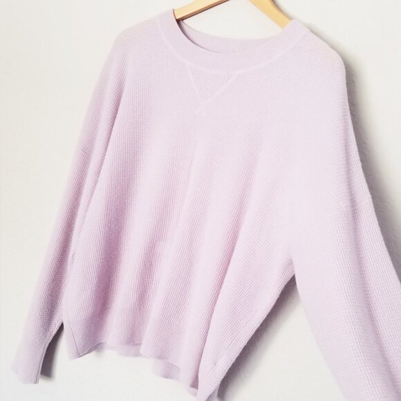 Madewell 100% Cashmere Sweatshirt XL Dusty Lavender Purple Waffle Knit SOFT $158 - Picture 15 of 16